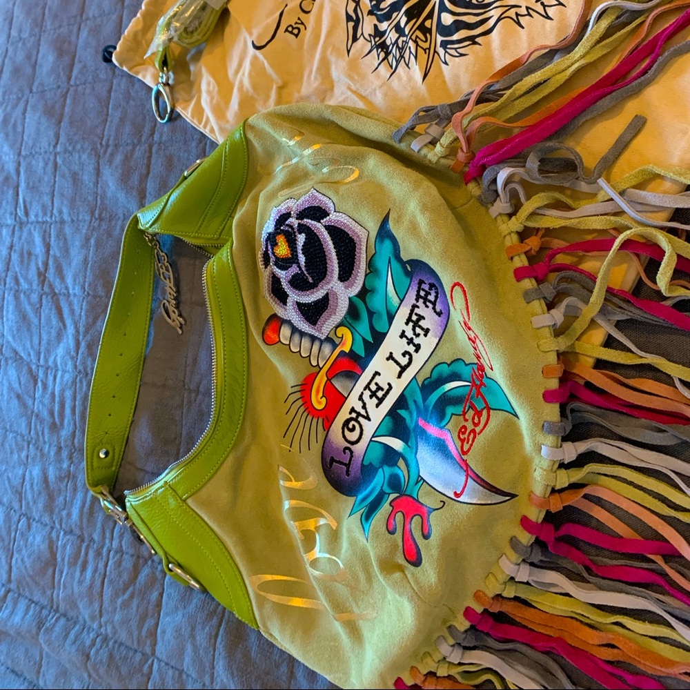 Boho vintage Ed Hardy fringe bag